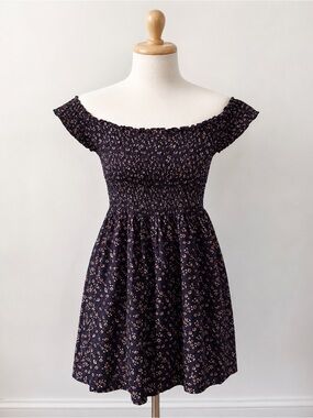 Brandy Melville Floral Caley Dress Smocked Off-Shoulder Coquette Softgirl